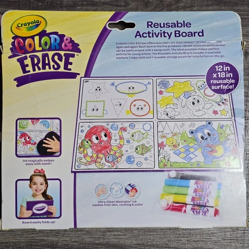🎨 Crayola Color & Erase Reusable Activity Board, Art Supplies for Kids Toddler